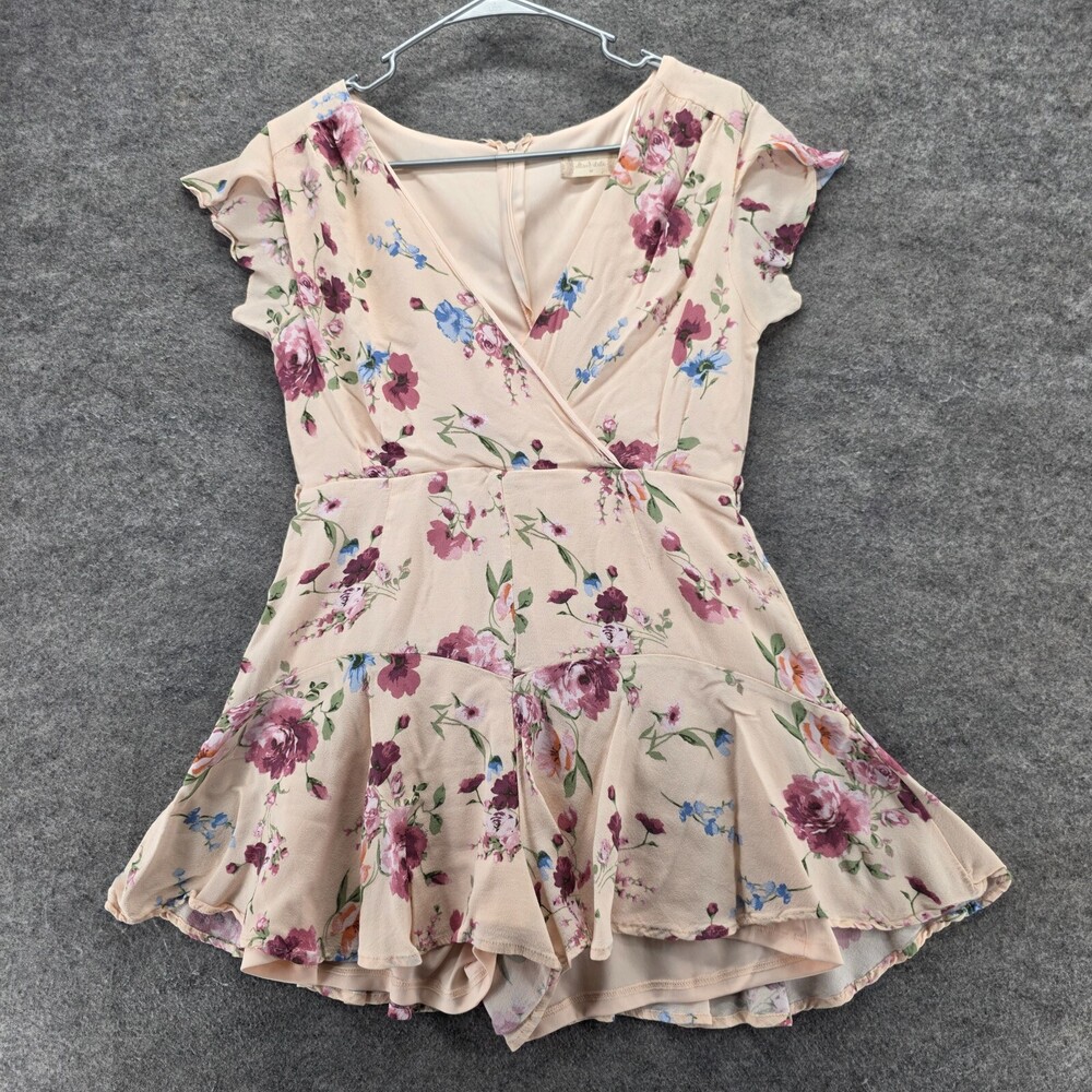 Altard State Romper Womens Medium V Neck Peach Floral